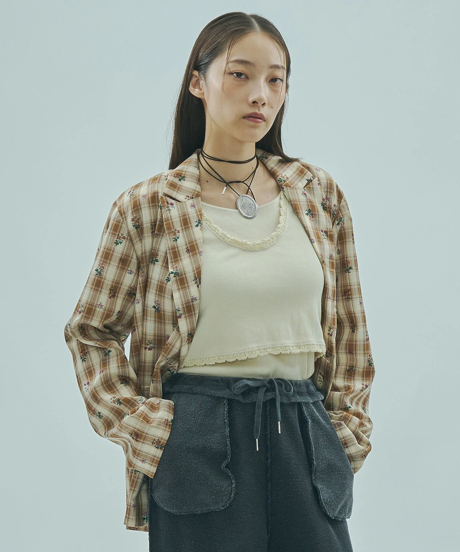 mag.by c/FLOWER PRINT CHECK SHIRT - Image 3