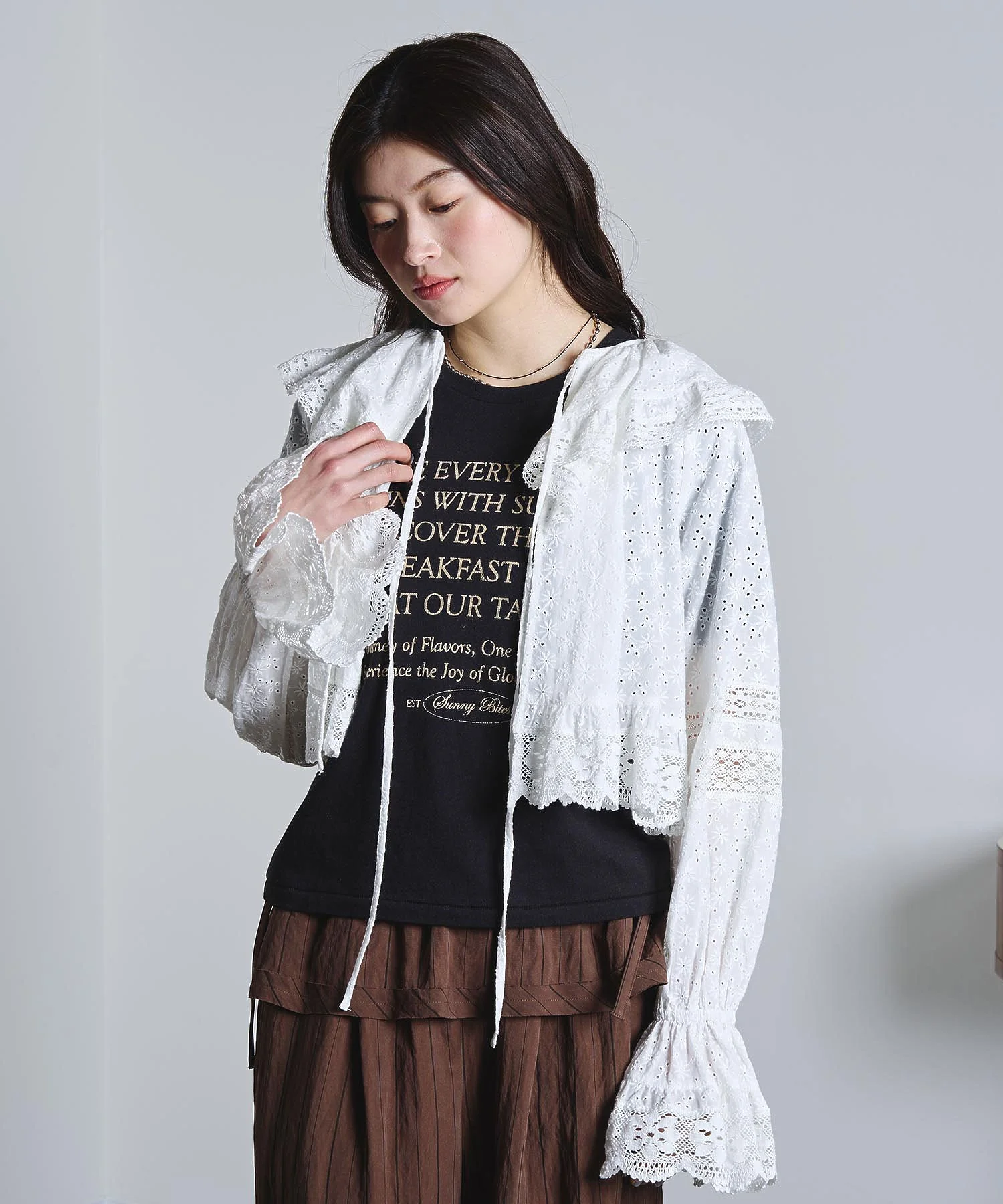 mag.by c/COTTON EMBROIDERY L/S FRILL SHIRT - Image 23