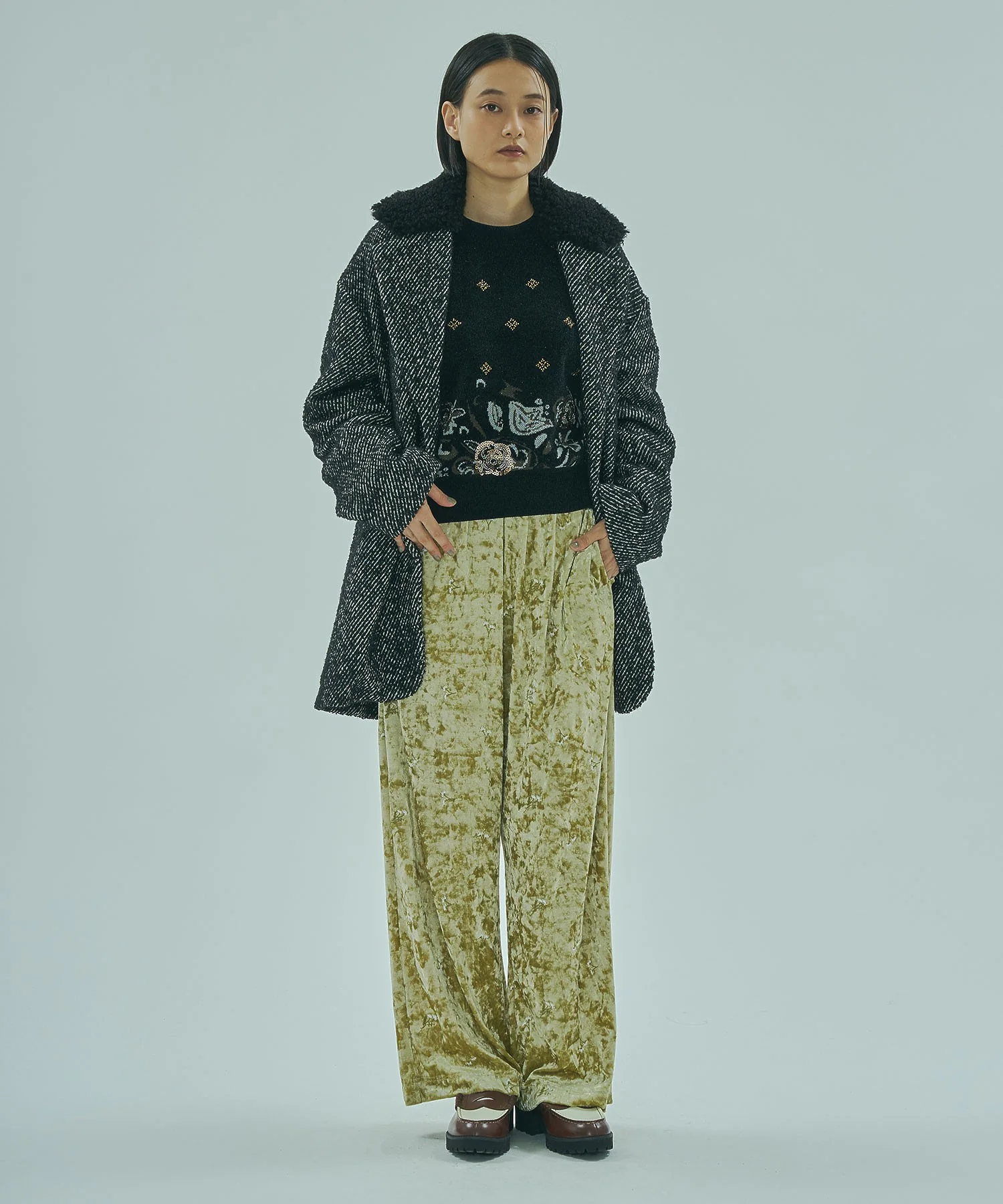 mici/TWEED TAILORED COLLAR COAT - Image 16