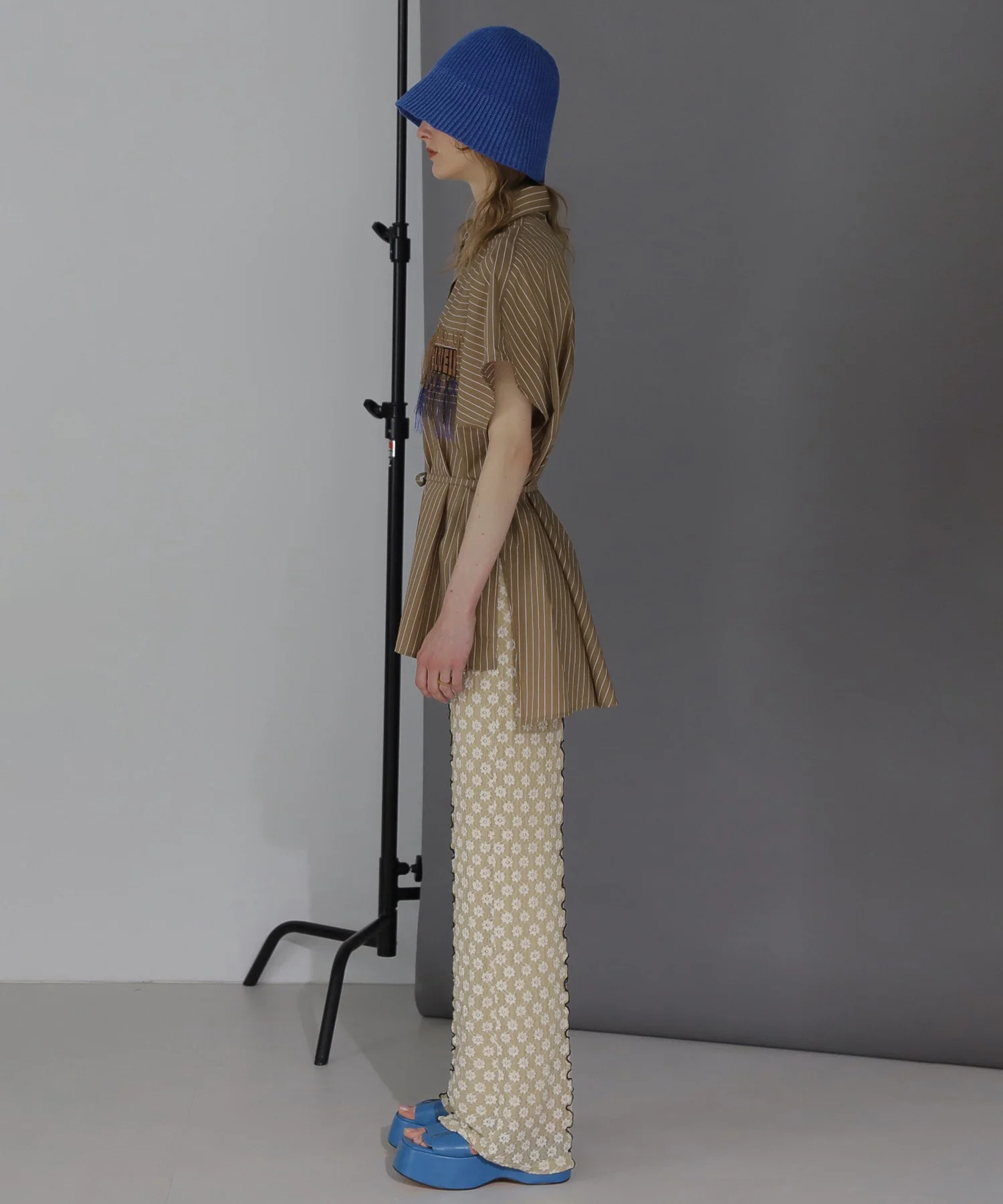 OKIRAKU×ROSEBUD/ストライプパネル フリンジエンブロイダリー チュニックシャツ - Image 3