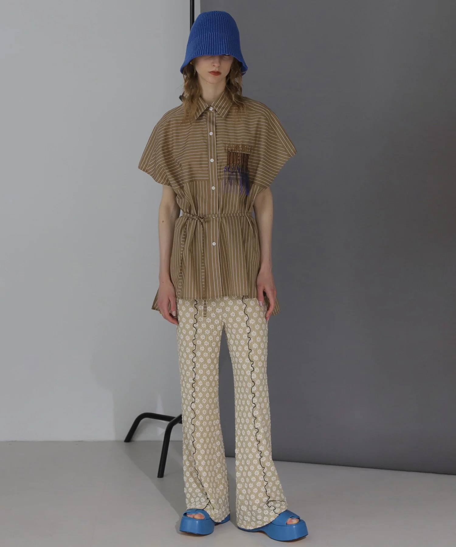 OKIRAKU×ROSEBUD/ストライプパネル フリンジエンブロイダリー チュニックシャツ - Image 4