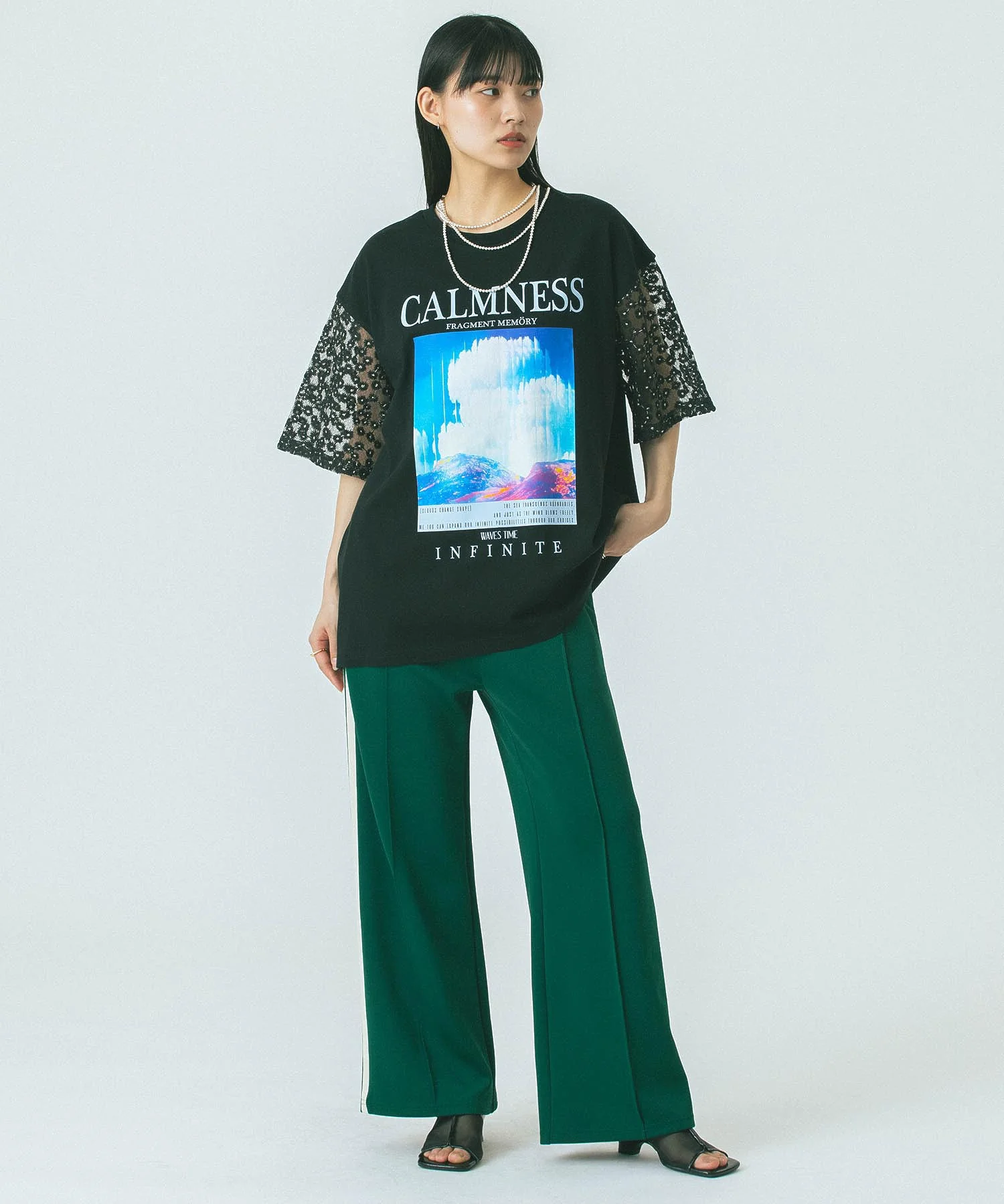 OKIRAKU×ROSE BUD/DAISY SLEEVE GRAPHIC TEE - Image 4