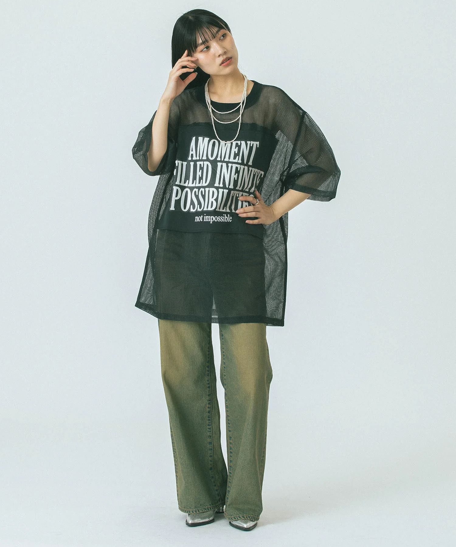 OKIRAKU×ROSE BUD/MESH METARIC PRINT TOP - Image 9