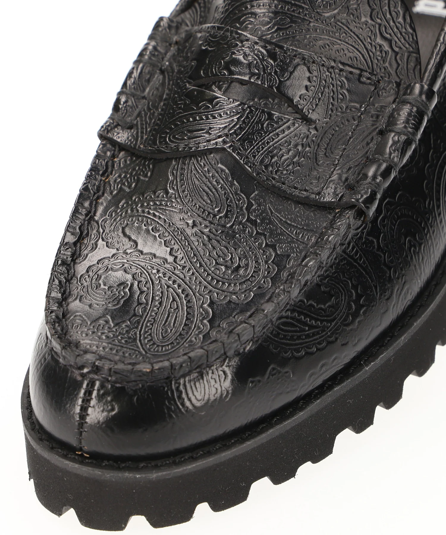The Kenford fine shoes/TANK SOLE LOAFERS BLACK PAISLEY - Image 6