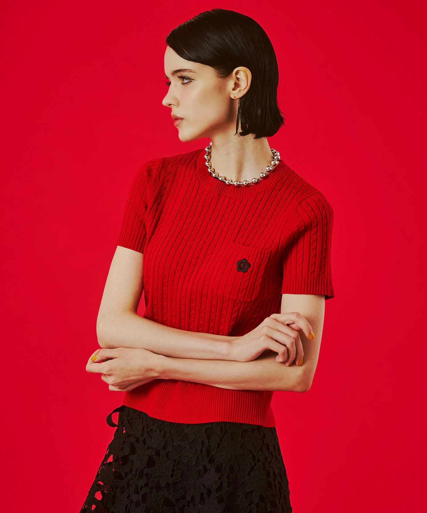 【レッドROSE BUD別注カラー】MARY QUANT/CABLE HALF SLEEVE KNIT - Image 30