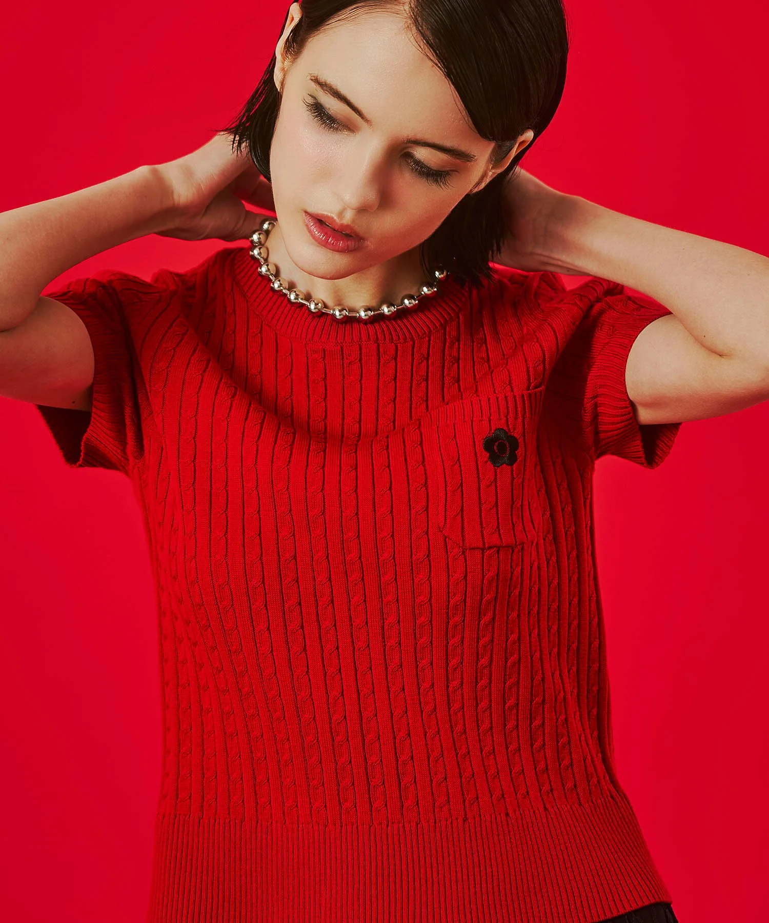 【レッドROSE BUD別注カラー】MARY QUANT/CABLE HALF SLEEVE KNIT - Image 31