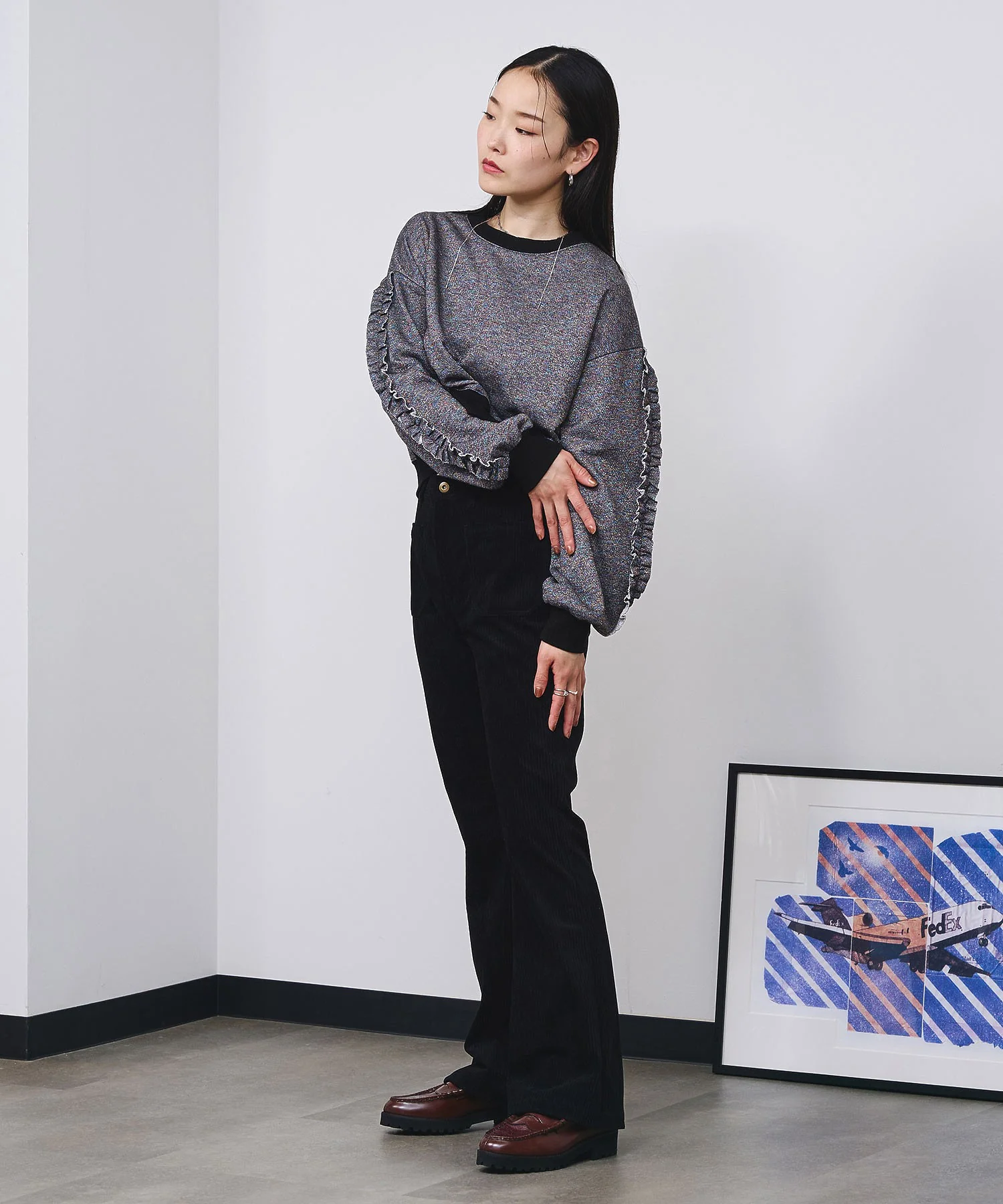 LAME RUFFLE SLEEVE SWEAT - Image 15